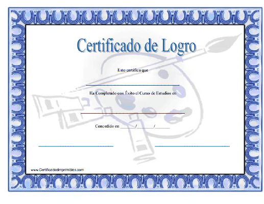 Certificado de Logro Estudios en Estudio de Arte