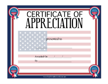 Patriotic Certificate Of Appreciation