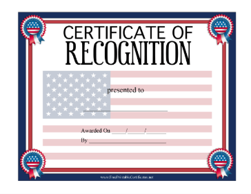 Patriotic Certificate Of Recognition