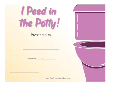 Peed In Potty Award