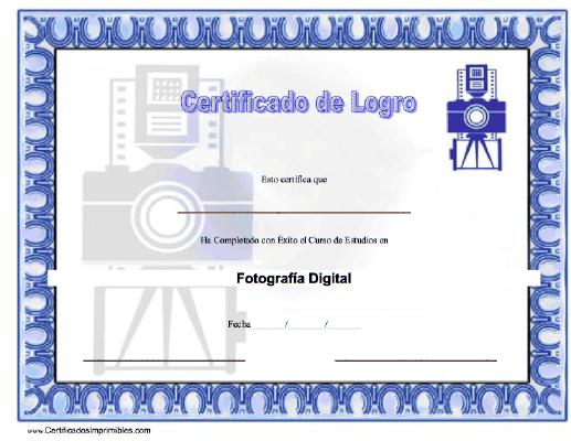 Certificado de Logro en Fotografía