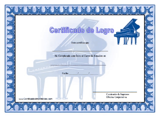 Certificado de Logro en Piano