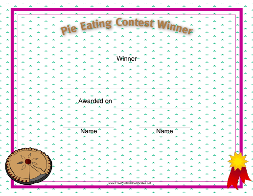 Pie Eating Winner