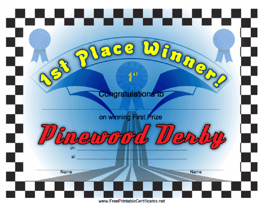Pinewood Derby 1st Place