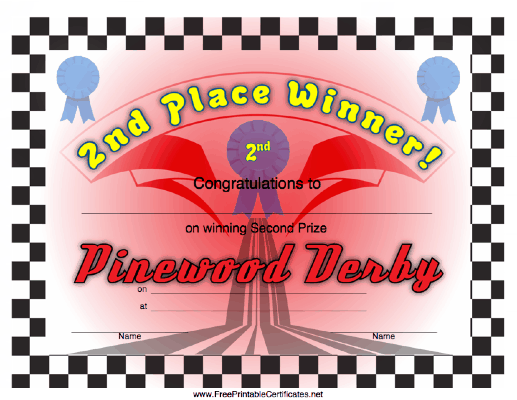 Pinewood Derby 2nd Place