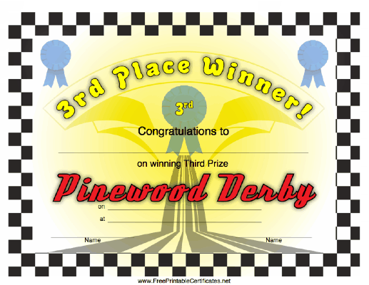 Pinewood Derby 3rd Place