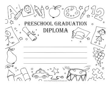Preschool Graduation Diploma Black and White