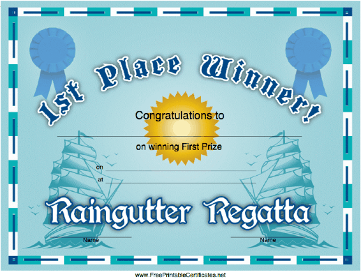 Raingutter Regatta 1st Place