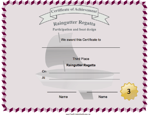 Raingutter Regatta Third Place