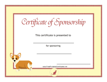 Sponsorship Certificate Animal