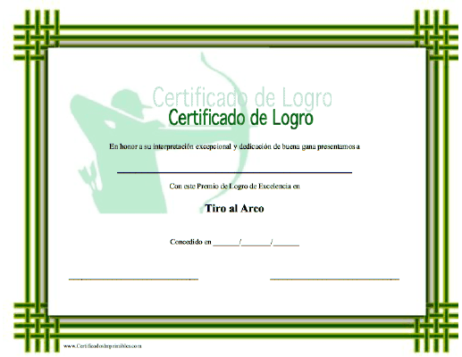 Certificado de Logro en Tiro al Arco