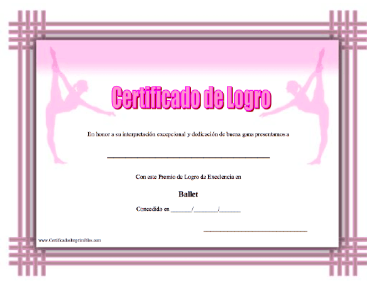 Certificado de Logro en Ballet