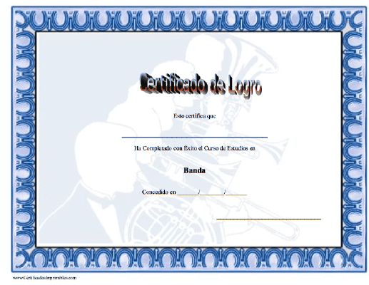 Certificado de Logro en Banda