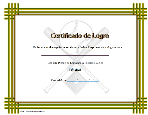 Certificado de Logro en el Béisbol