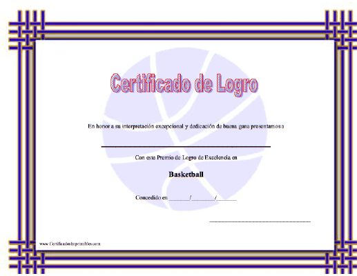 Certificado de Logro en Basketball