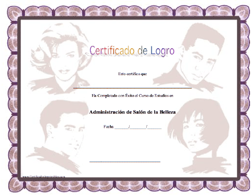 Certificado de Logro en Administración de Salón de la Belleza