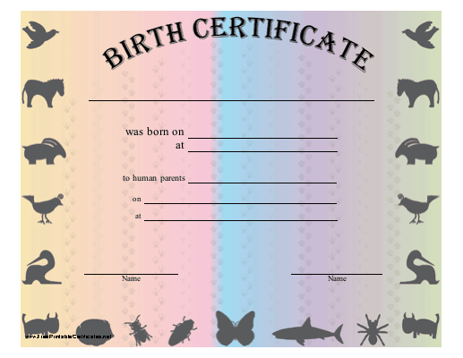 Birth Certificate for Pets