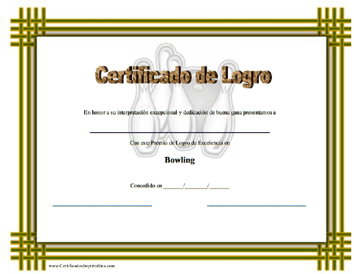 Certificado de Logro en Bowling