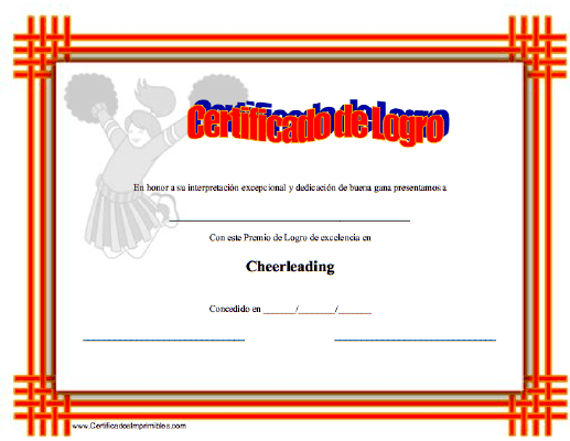 Certificado de Logro en Cheerleading