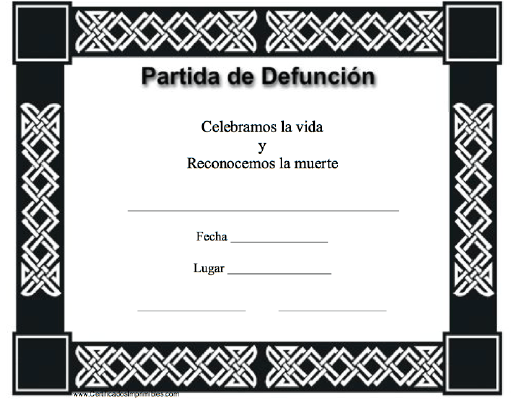 Partida de Defunción