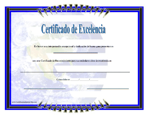 Certificado de Excelencía