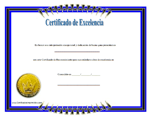 Certificado de Excelencía
