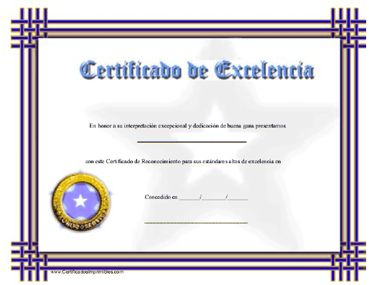 Certificado de Excelencía