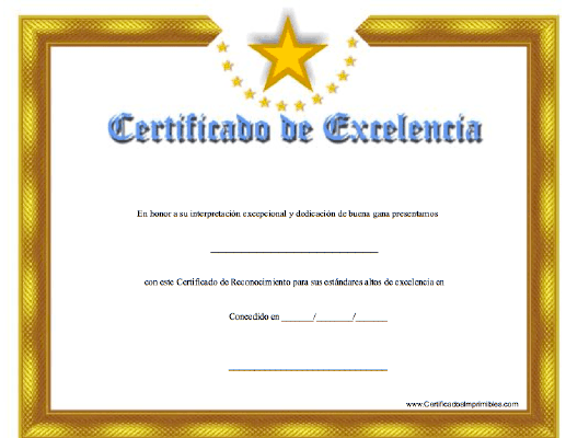 Certificado de Excelencía