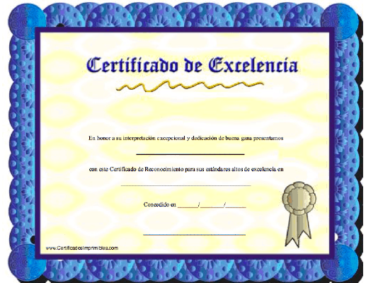 Certificado de Excelencía
