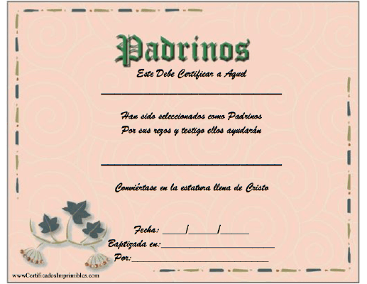 Certificado de Padrinos