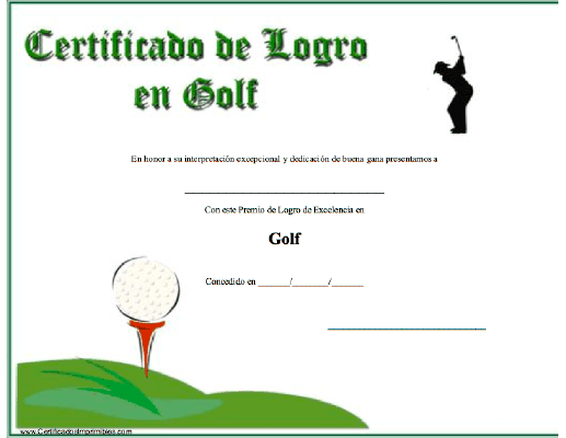 Certificado de Logro en Golf