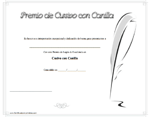 Premio de Cursivo con Canilla