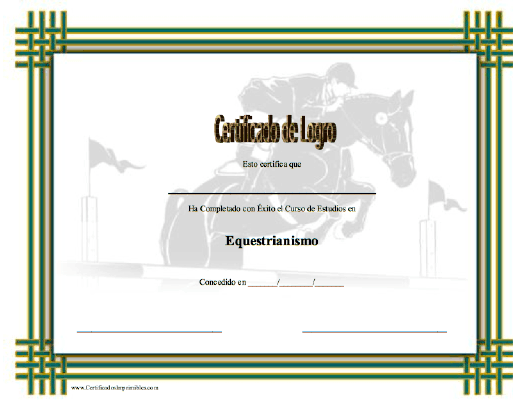 Certificado de Logro en Estudios de Caballero