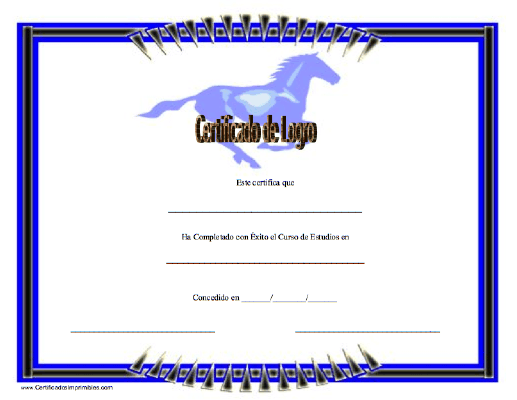 Certificado de Logro en Estudios de Caballero