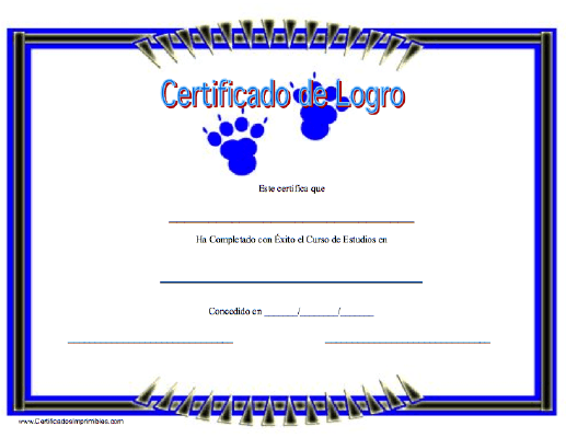Certificado de Logro en Entrenamiento de Animales