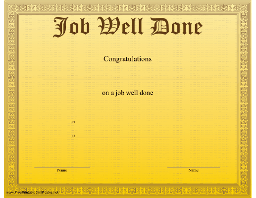 Job Well Done