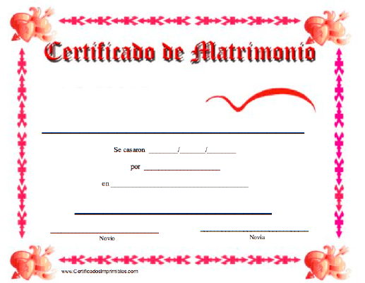 Certificado de Matrimonio