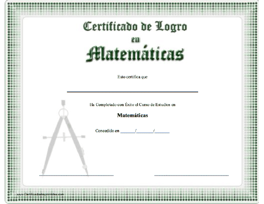 Certificado de Logro en Matemáticas
