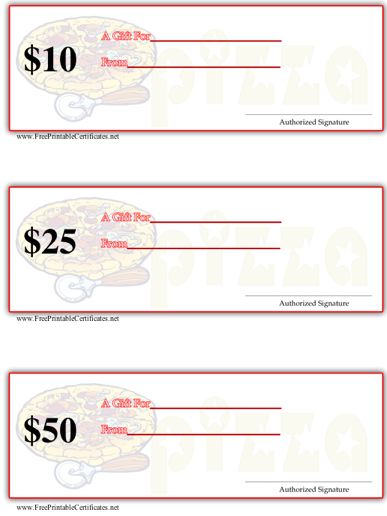 Gift Certificate - Pizza