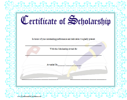 Scholarship Certificate Printable Certificate