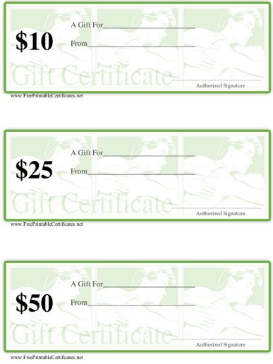 Gift Certificate - Massage/Spa