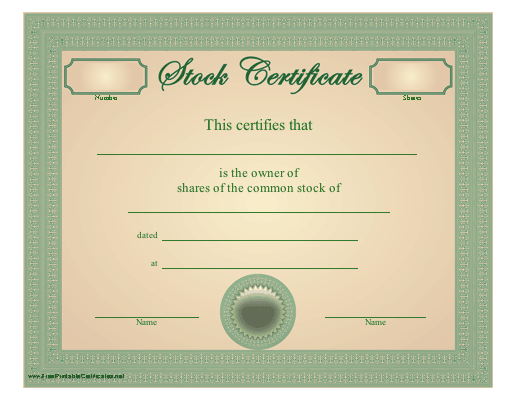 Free Printable Stock Certificates