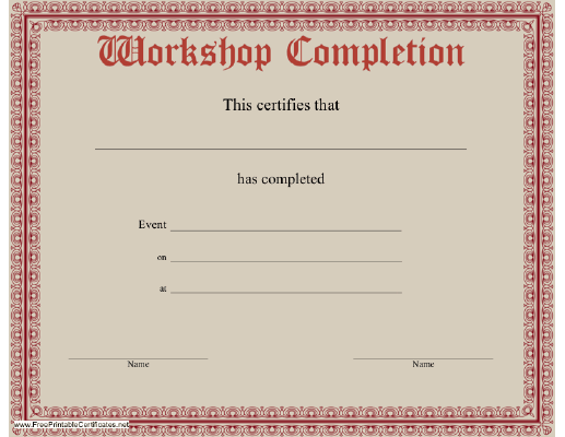 Workshop Completion