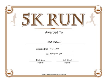 5K Run certificate