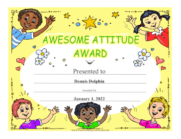 Awesome Attitude Award certificate