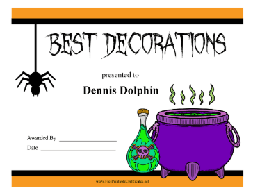 Best Halloween Decorations certificate
