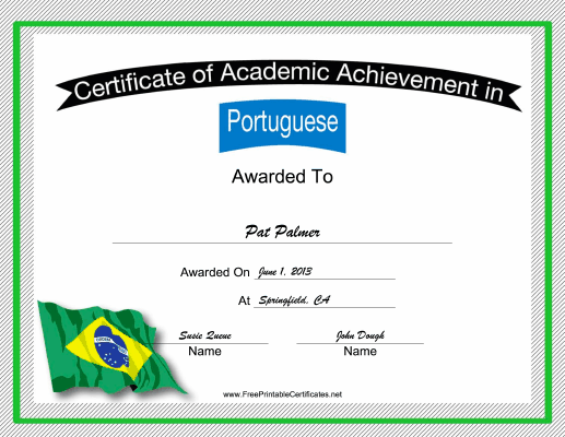Brazil Portuguese Language certificate