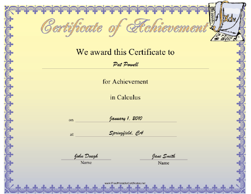 Calculus certificate