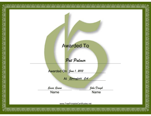 G Monogram certificate