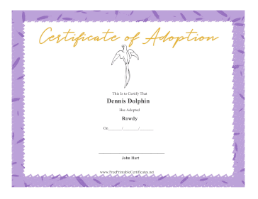 Certificate Of Adoption Bird certificate